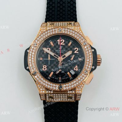 Faux Hublot Big Bang Original Pave Diamond case 42.5mm Rose Gold